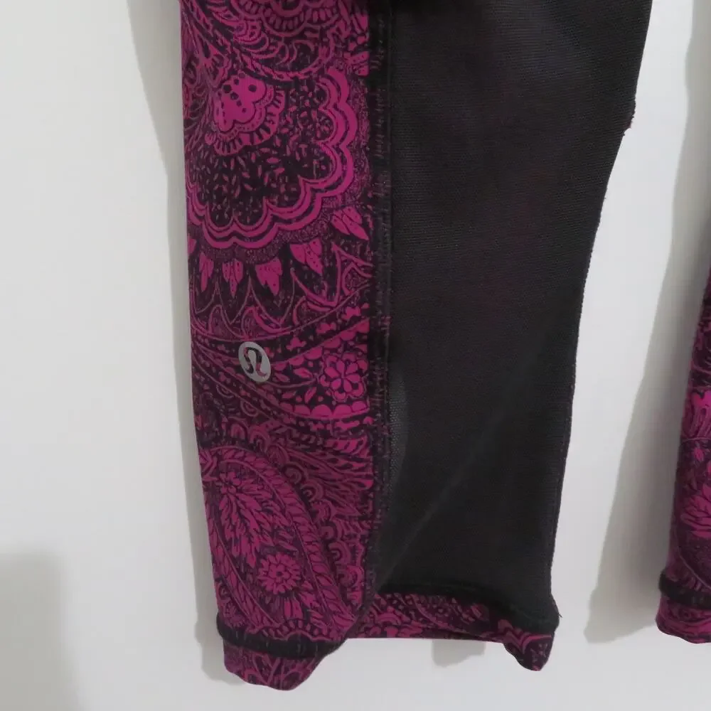 Lululemon Women Sz 4 Deep Fuschia Black Outrun 17